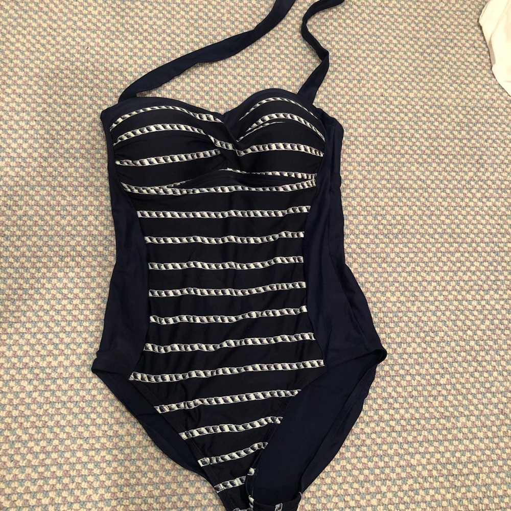 Navy rope striped one piece